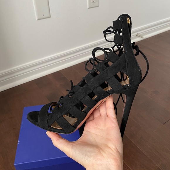 Aquazurra Black Suede “Amazon 105” Heels - Picture 7 of 12